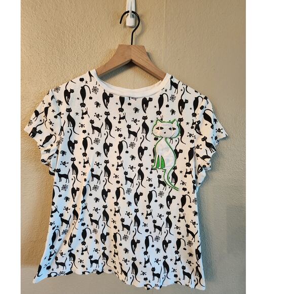 Lite Wear Tops - Lite Wear SZ XL Halloween Mid Century Black Cat T-Shirt Women's